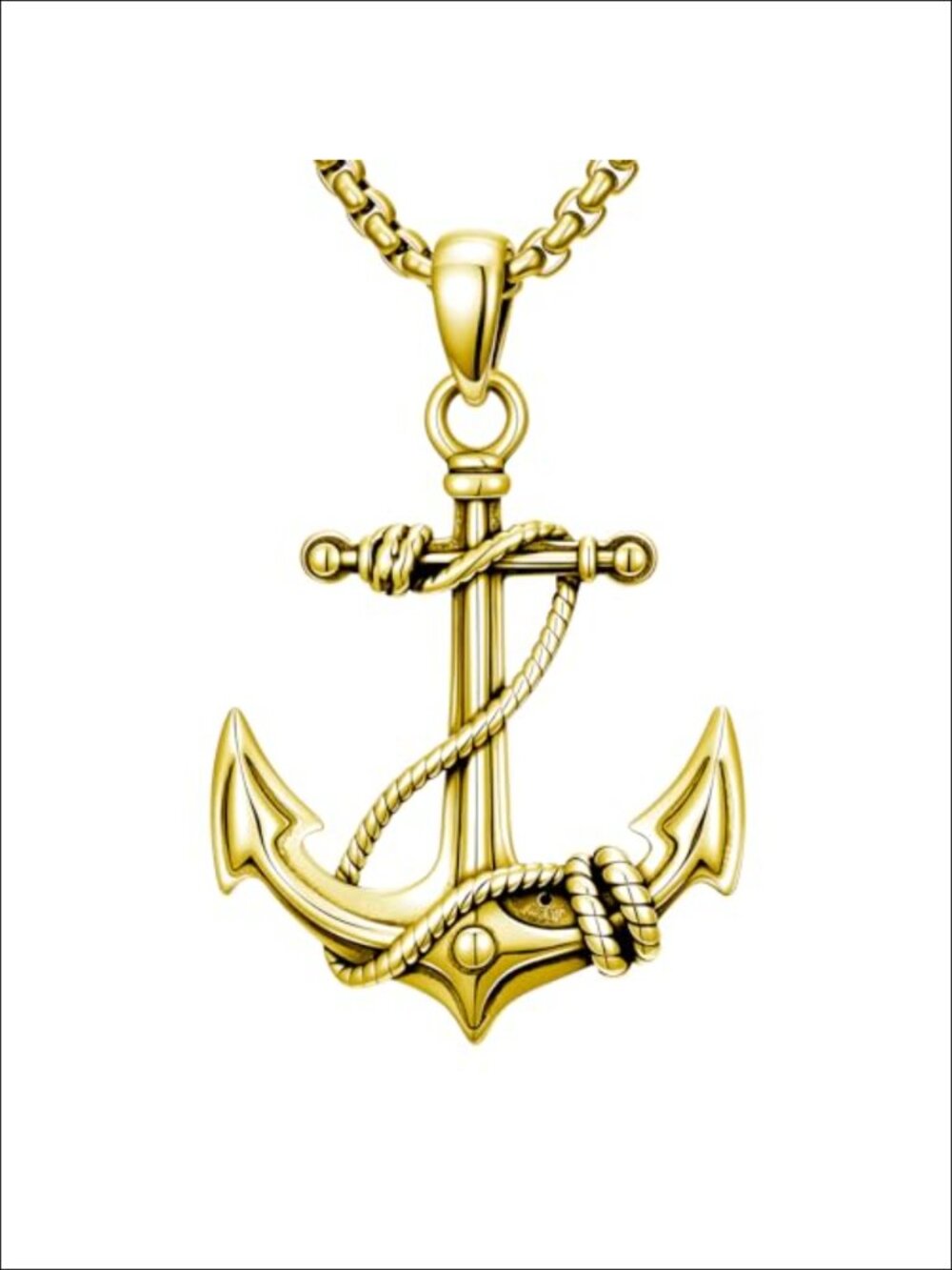 Sterling Silver Anchor Pendant Necklace 22-24 inch Rolo Chain